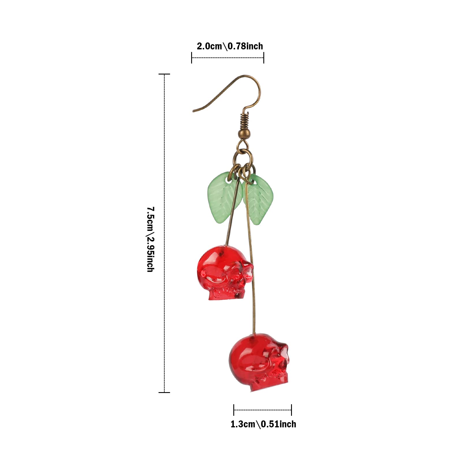 Crâne Cerise - Boucles d'oreil - Quirky Vintage Fashion avis et prix
