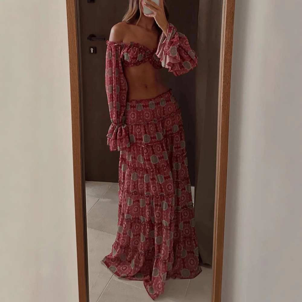Ensemble deux pièces jupe impr - Vintage Fashion Outfit avis et prix