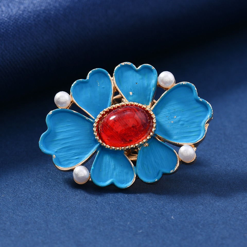 Broche vintage en émail bleu à - Vintage Fashion Knitwear avis et prix